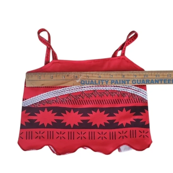 Disney Moana Girls 2PC Outfit Crop Top Skirt Costume Polynesian Size 3T 4T - Picture 11 of 12